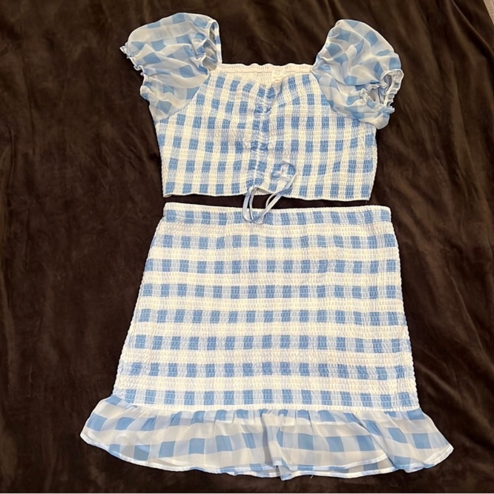 Summer 2 piece set Blue & White Checkered Plus Sized XXXL